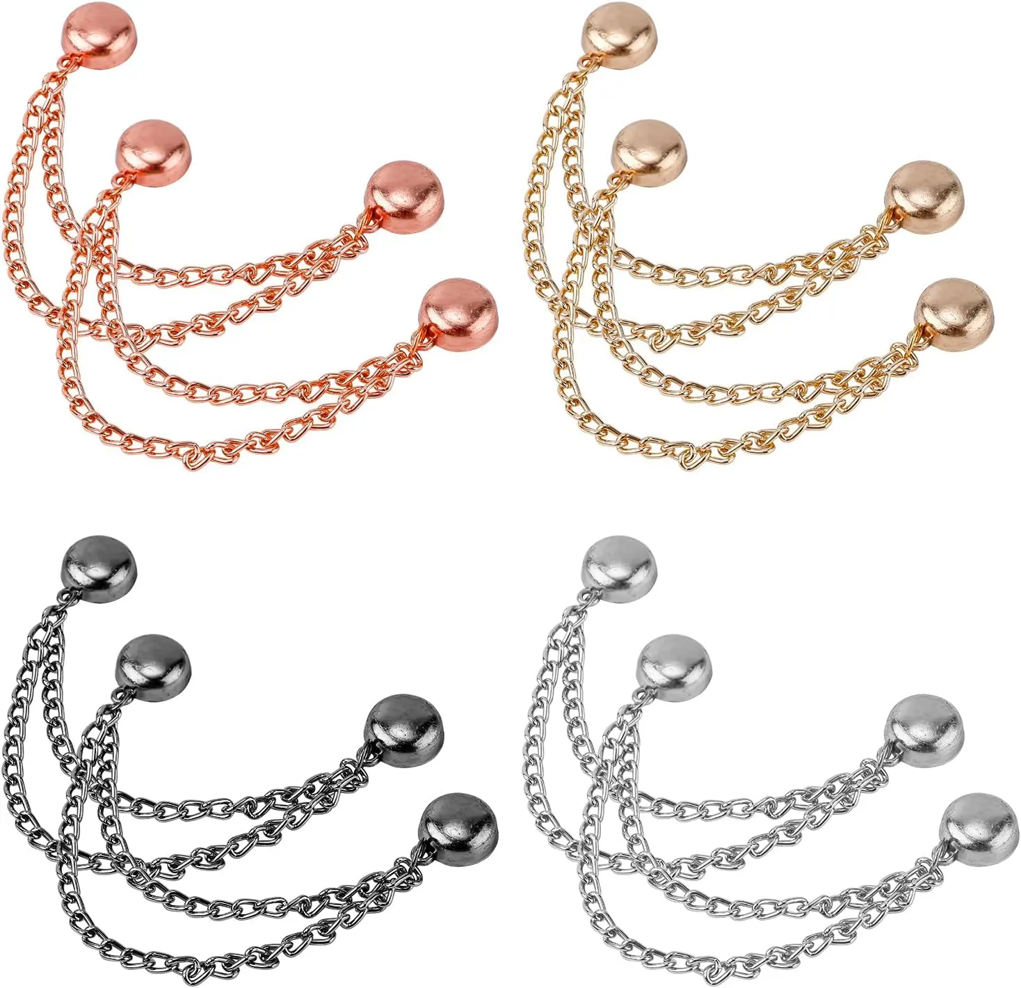 8-Piece Multi-Function Magnetic Clothing Clip Set - Metal Button Design, Included Chain, for Clothes, Scarf, Cuff Fixing - Home Organizer Multi-Clip Hangers & Pegs, 1 Set (8 Pcs)