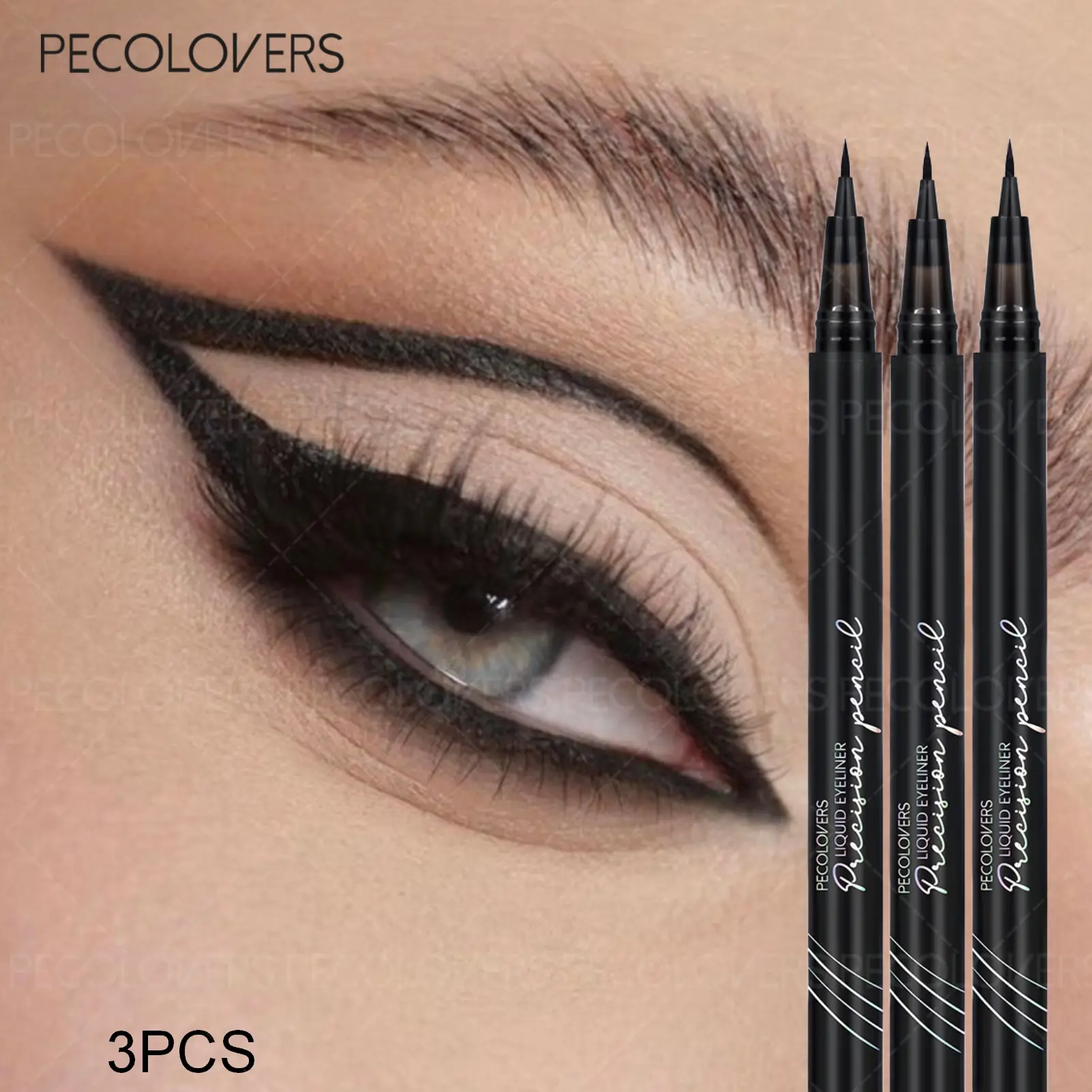 3PCS Black BrownEyeliner Liquid Pen Waterproof Long Lasting Quick Dry Smooth Ultra-thin Eyeliner Lower Eyelash Pen Non Smudging Korean Makeup