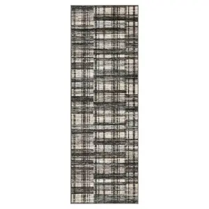【Christmas Gift】2 x 6 ft Polyester Green Brown Rectangular Hallway Entryway Bathroom Kitchen Geometric Checkered Modern Machine Washable Runner Rug