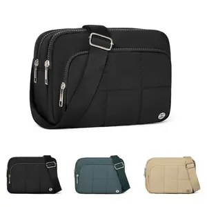 Telena Valentine's Day gift  3-Zip RFID Blocking Fashion Multi-Compartment Puffer Bag Women's Crossbody Bag  Machine Washable Waterproof and Abrasion-Resistant  ,Mom's travel bag,Travel crossbody bag,Valentine's Day gift for her