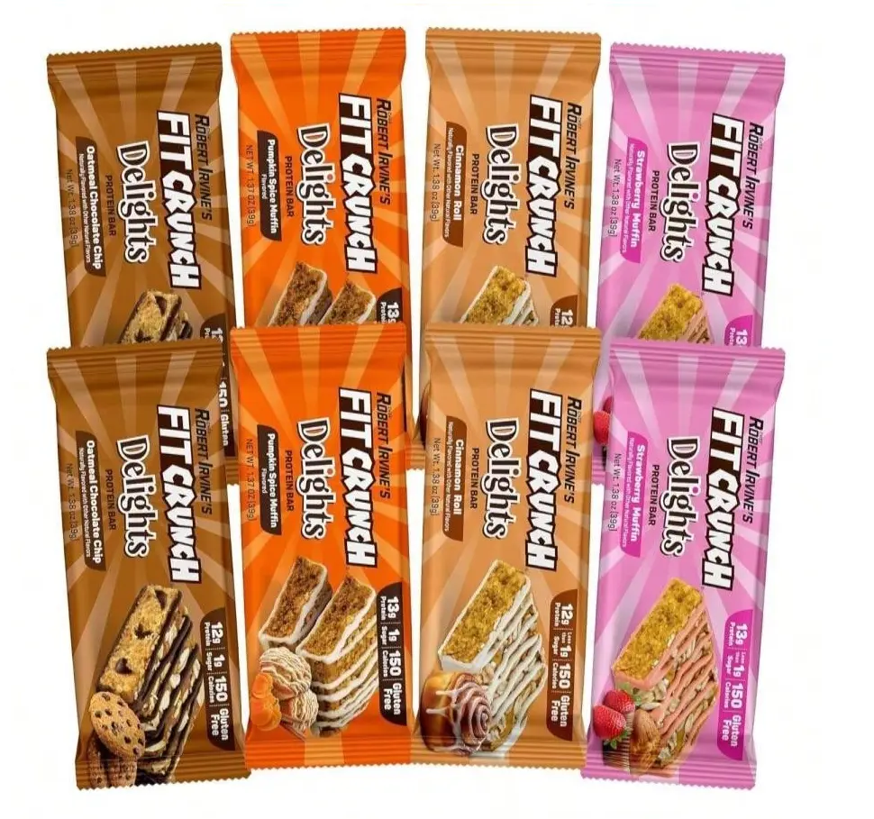 FITCRUNCH Delights Protein Bars Variety Pack - High Protein Snack Bars, Low Sugar, Soft Baked Protein Bars, Assorted Flavors, 8 Count