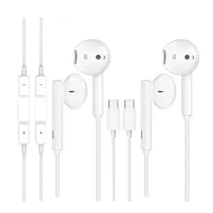 2-Pack MFi Certified USB-C Earbuds with Mic & Volume Control – Noise-Isolating Wired Headphones for iPhone 15 Series & Samsung Galaxy S23/S22/S21