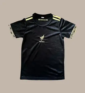 Mexico 2025 Soccer Jersey Set - Unisex Casual High Quality Black & Gold Trim Short Sleeve Top with Logo