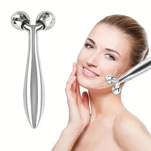 Facial Body Roller Massager, 3D Roller Facial Massager Y-Shaped Face Lifting Tool, Tightening Beauty Massage Body Facial Massager (silver Color)