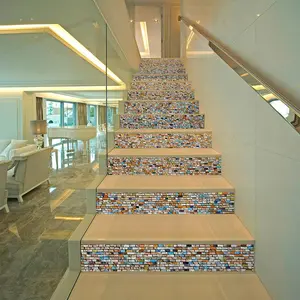 Stone Brick Pattern Stair Sticker, Waterproof Removable Stair Tile Sticker, Self-adhesive Wall Sticker for Home Decor, Self Adhesive Stickers