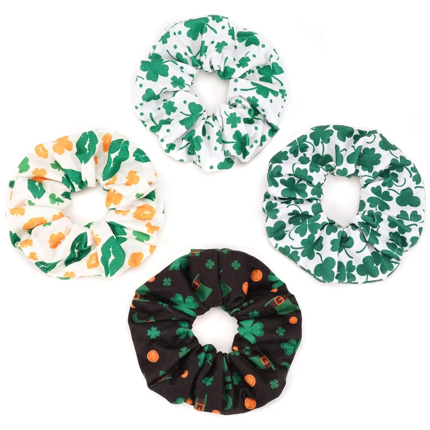4Pcs Shamrock Clover Hair Ties