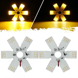 Partsam LED Air Cleaner Light 7.8" Inch Ultra-Thin Hex Style Dual Function Interior 54 Diodes Decorative Air Breather Lamp for Peterbilt Kenworth Freightliner Truck Trailer RV IP67 12-30V (Yellow)