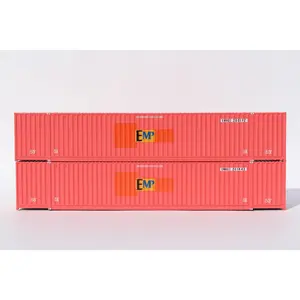Jacksonville Terminal Company 535096 EMP (Ex-HUB GROUP red) Set #2, 53' HIGH CUBE 6-42-6 corrugated containers with Magnetic system, Corrugated-side. JTC # 535096, N Scale