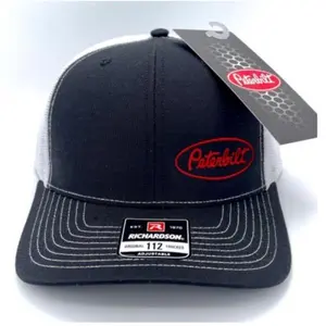 Richardson 112 Peterbilt Trucker Cap | Black & White Snapback Hat with Embroidered Logo | Lightweight, Breathable & Comfortable Mesh Back Hat | Stylish Gift for Men & Women