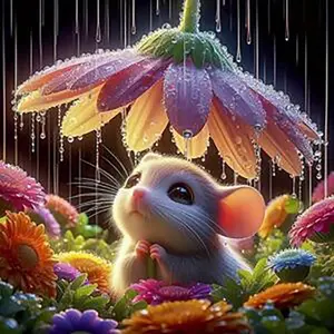 Hamster and Flower Pattern DIY Diamond Arts Colorful Painting Kit without Frame, DIY 5D Diamond Arts Colorful Painting for Bedroom Home Wall Decor