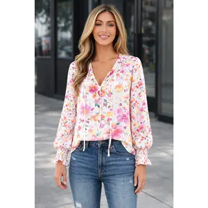 Clover Cakewalk Floral Smocked Blouse