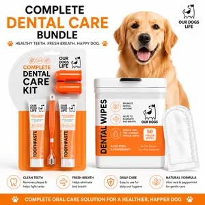 Dog Dental Care Bundle - Complete Oral Care Kit for Dogs with Toothpaste, Toothbrush, Finger Brushes, and Dental Finger Wipes #DogDentalCare #DogToothpaste #DogTeethCleaning #DogDentalKit #DogCare #PetSupplies #DogGrooming #PetProducts