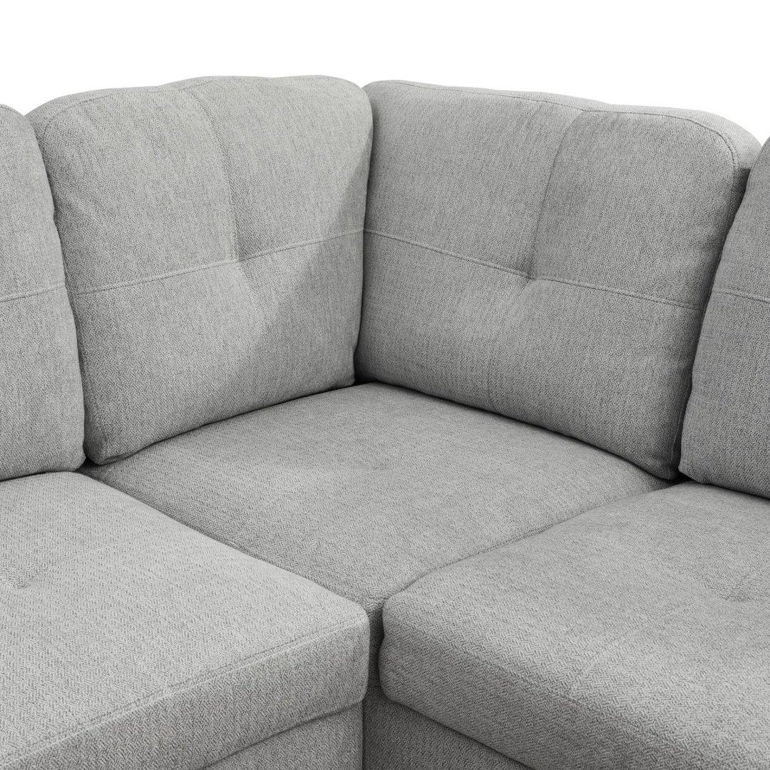 Light Grey Flannel 3-Piece Couch Living Room Sofa Set