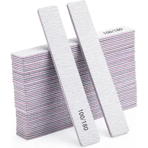 Nail Files (12 Pack), 100/180 Grit Emery Boards Nail File for Natural Nails and Acrylic Nails, Double Sided Emory Boards limas para unas acrilicas Profesional Fingernail Filer Reusable Manicure Nail Art Gray