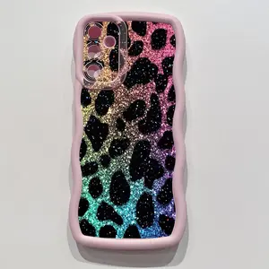 Compatiable with Samsung Galaxy A16 A06 A15 A05 A35 A55 A14 A3 Luxury Leopard Wave Case Anti Drop Cover Bolang