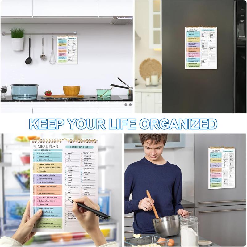 2026 upgraded version Weekly Meal Planner with Grocery List, Magnetic Fridge Planner, 50 Tear-Off Sheets, 5.83 x 8.54 Inch Meal Prep Pad, Wall-Mountable Kitchen Planner with To-Do List and Daily Schedule For New Year's meal planning
