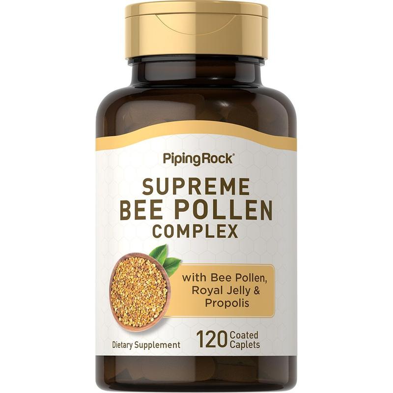 Piping Rock Bee Pollen with Royal Jelly and Propolis | 120 Caplets | Complex Supplement for Women and Men | Non-GMO, Gluten Free
