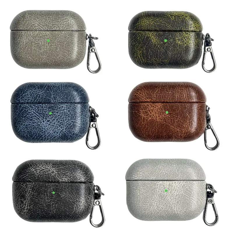 Solid Retro Oil Skin Faux Leather AirPods Cover For Apple AirPods 3 / AirPods Pro 2, Premium PU Leather Anti-Scratch Drop Resistant Protective Shell Slim Portable Daily Accessory