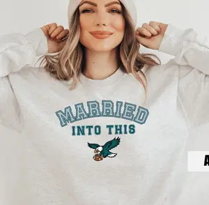 [SALE 50% FOR A LIMITED TIME + FREE SHIP ] - Married into This Philadelphia Sweatshirt Women, Vintage Philly Football Apparel, Funny Game Day Eagle Tshirt Men Philadelphia Fan Gear Wife
