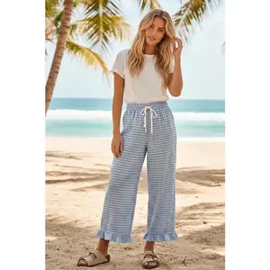 Picnic Date Gingham Lined Pants - Blue