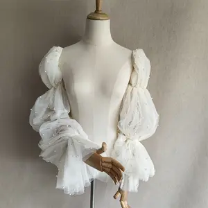 Pearled Detachable Sleeves, Removable Sleeves For Bridal, Wedding Sleeves, Dress Decoration, Custom Color Sleeves Comfort Women