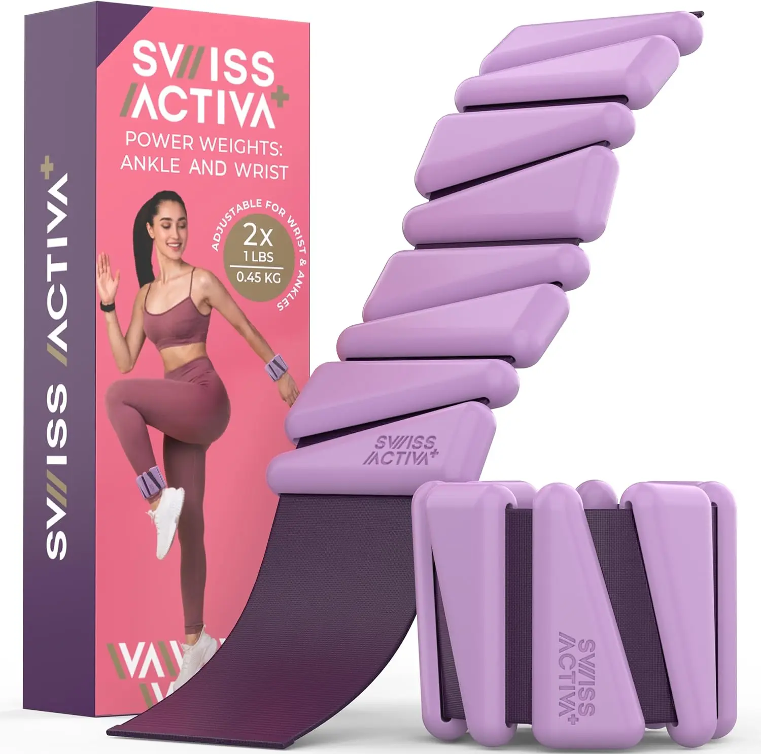 Swiss Activa+ 1lb wrist and ankle weights set of 2, leg weights for women, adjustable ankle weights, weighted wristbands, ankle weights for women