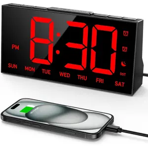 Digital  Clocks for Bedrooms, Digital Clock with 4 Level Brightness +Off, Dual Customizable Alarms, USB Port, Power-Off Memory, Snooze, DST, 12/24H, Desk Clock for  Adults
