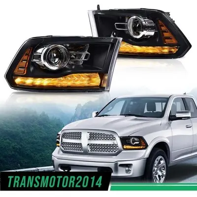 LED DRL Projector Headlights Fit For 13-18 Dodge Ram 1500 2500 3500 Chrome Amber - Foto 7