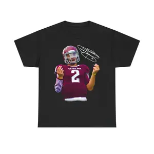 Essential Clean Fit Tee 2026 Oversized Graphic Tee Johnny Manziel Money Football Shirt Texas A&M Heisman Trophy Retro Graphic Tee Distressed Unisex Cotton Collector Apparel unisex fashion choice.Breathable Cotton Casual TopUnisex Streetwear Tee