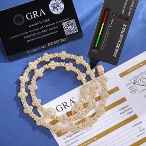 S925 Silver 10mm Cross Chain Necklace GRA Certified Moissanite Exquisite Universal Jewelry