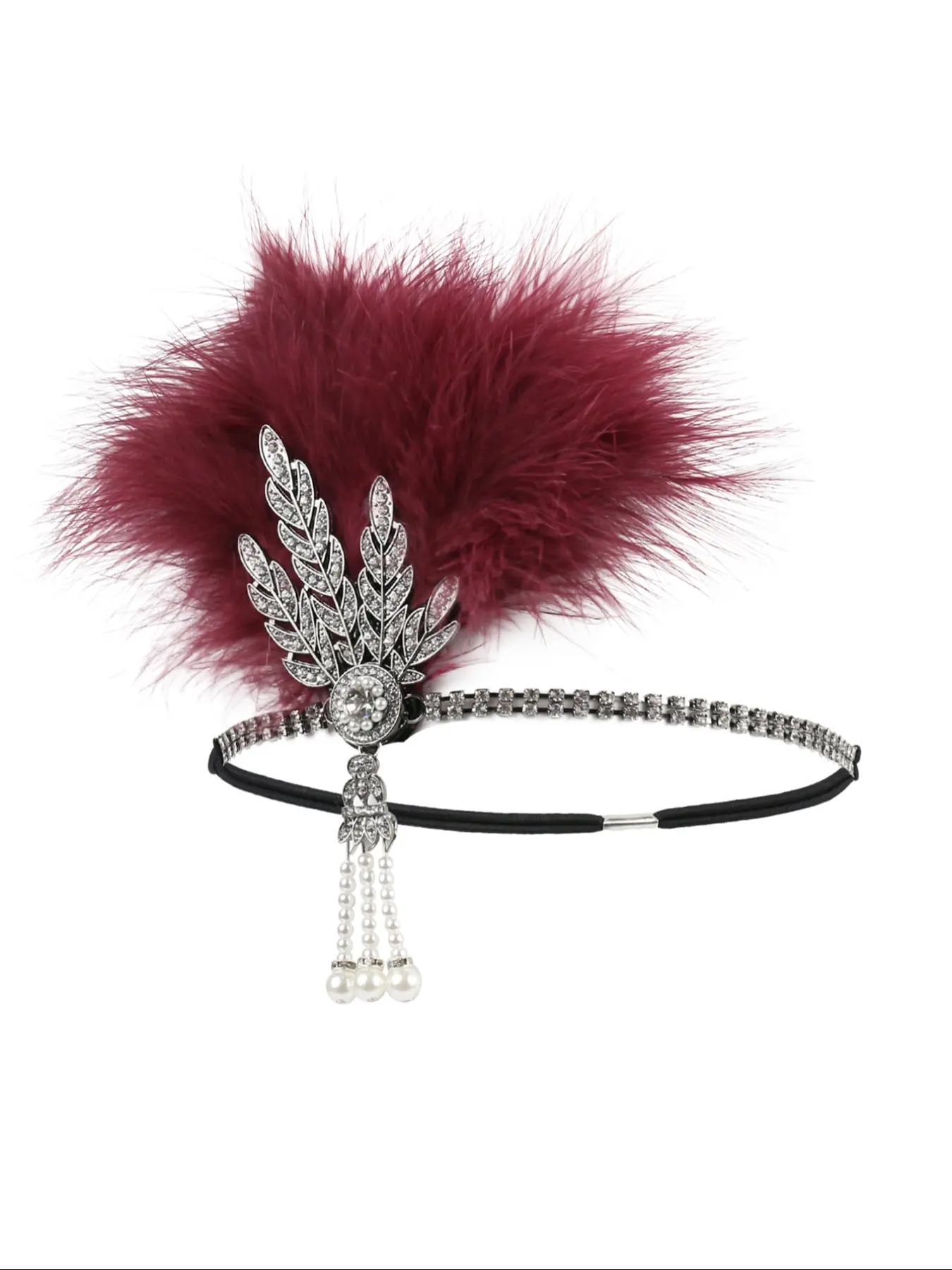 Vintage Feather Headband Elegant Crystal Rhinestone Flapper Gatsby Party 1920s Flapper Headpiece Great Gatsby Feather Headband  main image 3