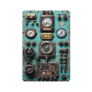 Retro "Time Machine Control Board" Metal Plaque - Steampunk Industrial Wall Art | Unique Gift for Engineers, Mechanics & Sci-Fi Fans