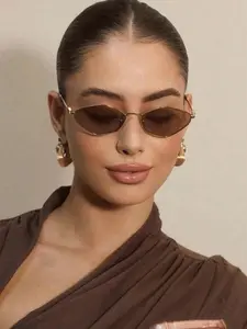 Fashion Metal Small Frame Rhombus Cat Eye Glasses, Compact Polygonal Retro Rectangular Metal Frame, Unisex Hip Hop Style Design
