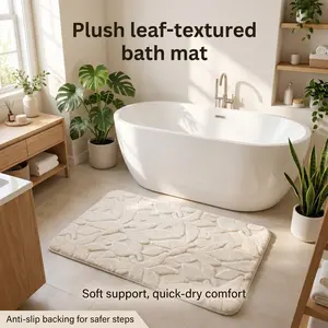 Soft Plush Bath Mat with Pressure-Relieving Cushioning, Gentle Care for Tired Feet, Non-Slip & Safe for Kids and Elderly, Ideal for Bathroom, Shower, Bedroom & Entryway, Bath Rugs