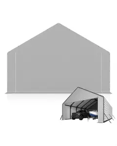 GAOMON Heavy-Duty PE Enclosure Kit (2-Pack) for Metal Carport - 220gsm Roll-Up Zipper Door Panels for 20x25, 20x20 ft, with Ball Bungees, Gray