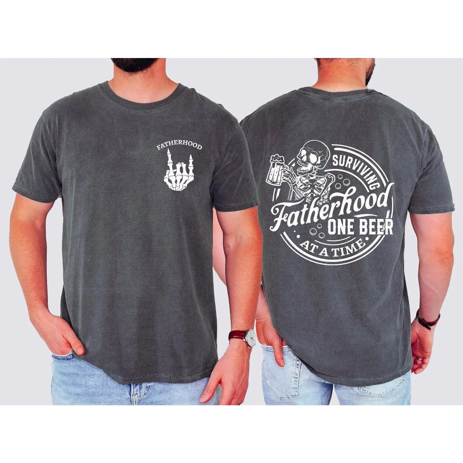 Comfort Color Fatherhood Shirt, Surviving Fatherhood One Beer At A Time, Funny Father Tee, Drinking Husband, Fathers Day Shirt Gift for Dad