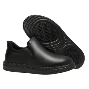 Chef's work shoes,wide toe chef shoes - anti slip, oil proof, waterproof design, one foot kick, with reflective strips, Comfortable,easy to clean, suitable for kitchen, nursing, gardening, and catering work