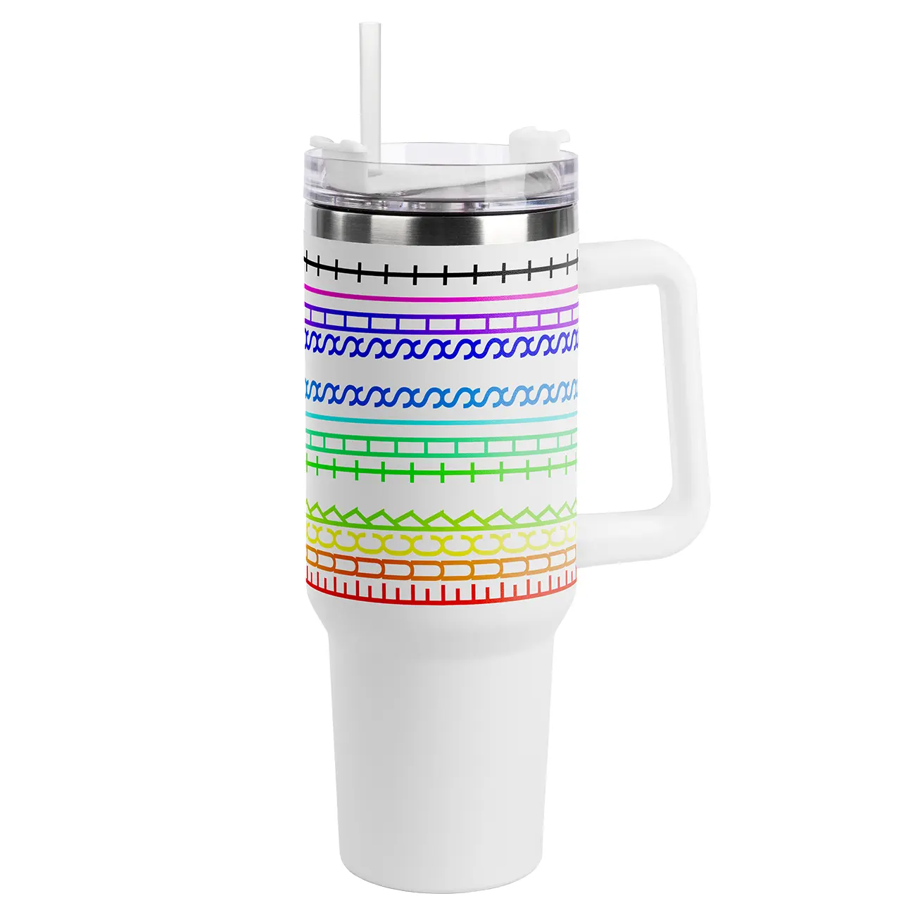 40oz Insulated Stainless Steel Tumbler with Handle - Coffee Beverage Drink Cup, Sweat-Proof Leakproof Spill-Proof, Car Holder-Fit, Ideal for Gym Office, Holiday Birthday Gift for Men & Women, Insulation, Flasks