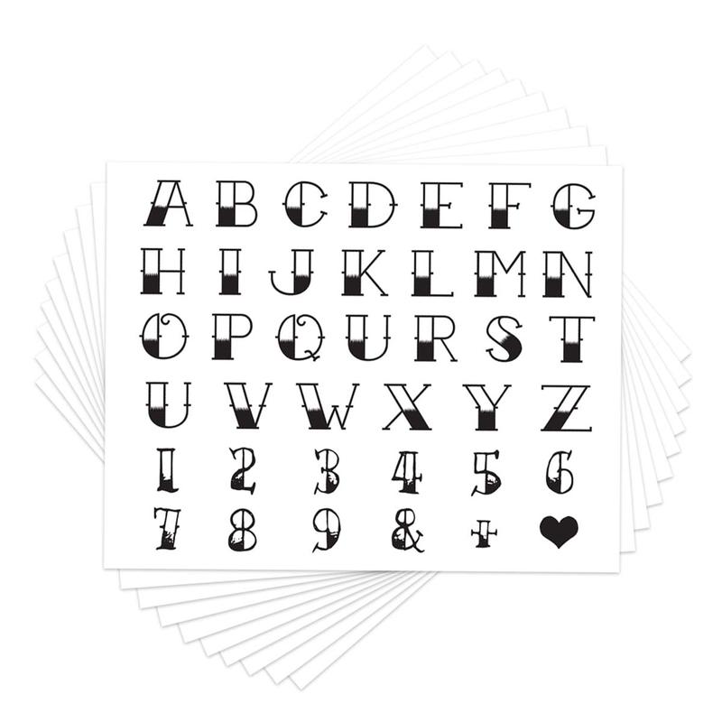 FashionTats Traditional Finger Tats Temporary Tattoo Letters 10 Pack Skin Safe Removable Individual Upper Case Alphabet Sheets Made in USA