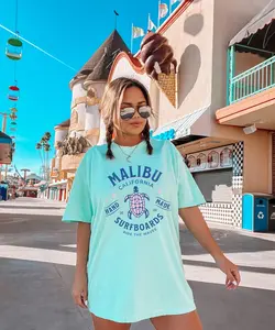 Malibu Tshirt , California Surf Shop Tee, Coconut Girl Clothes, Trendy Beachy Shirts, Summer Y2K Tee Fit Top