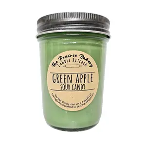 Green Apple Sour Candy | Scented Soy Wax Candle | Fruity Sweet Happy Camper Scent | Housewarming Birthday Wedding Gift