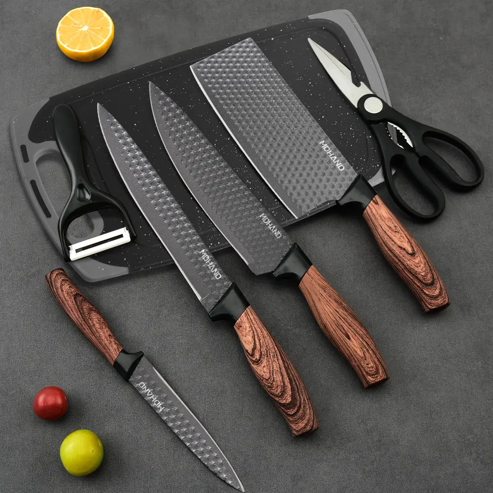 Pretend Play Kitchen Knife Set - 6/7-Piece Professional Chef Set with Sharp Stainless Steel Blade, Non-Stick Meat Cutter, Gift Box (Toys & Hobbies Classic & Novelty Toys), Retro