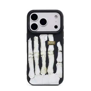 Suitable for iPhone 17 16 15 14 13 Fun Skull Palm Silicone Phone Case, iPhone 16 15 Plus Skull Men's and Women's Phone Cases