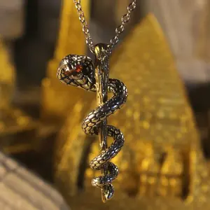 Light Luxury High-End Retro Trend Necklace for Men and Women with Unique Design Zodiac Snake Pendant