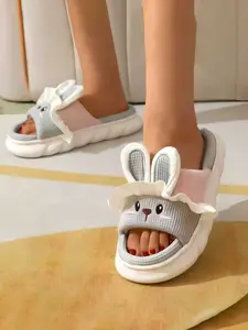 Women's Cute Bunny Cartoon Linen Slippers, Thickened Indoor Home Shoes, Four Seasons Comfortable Footwear, Stylish and Cozy Design