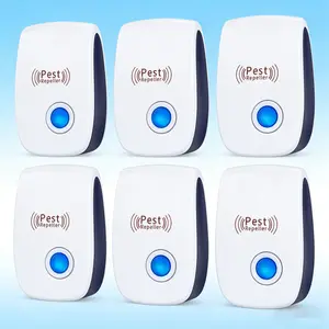 6 Pack Ultrasonic Pest Control Repeller for Insects Cockroaches Spiders Ants Mosquitoes Mice for House Kitchen Garage Warehouse Yard
