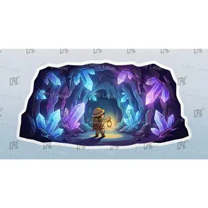 Crystal Cave Explorer Glow-in-the-Dark Adventure Adhesive Decorative Permanent Scene Sticker for DIY Scrapbooking & Stamping, Toys & Hobbies, Adhesive Stickers Stickers, Decorative Sticker Stickers