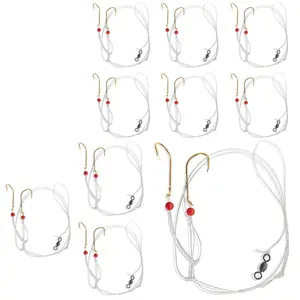 2026 New 10 Pcs Hi/Lo Saltwater Fishing Rigs - 1/0 Bait Hooks 1 -5 -10 Pack Bulk Options 60lb Heavy-Duty Mono 80lb Swivel & Sinker Loop Hand Tied for Fluke Sea Bass Snapper Tautog