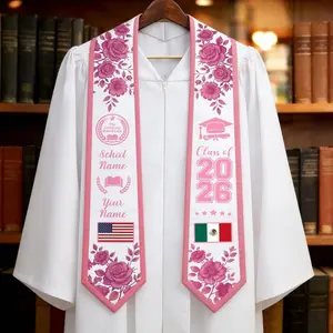 Custom Graduation Stole With Name&Logo, Personalized School Color Graduation Sash Flag Gifts