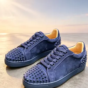 New men's trendy blue lace-up stylish low-top premium rivet comfortable versatile casual shoes